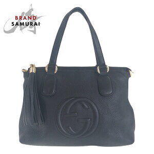 GUCCI Soho fringed black leather tote bag